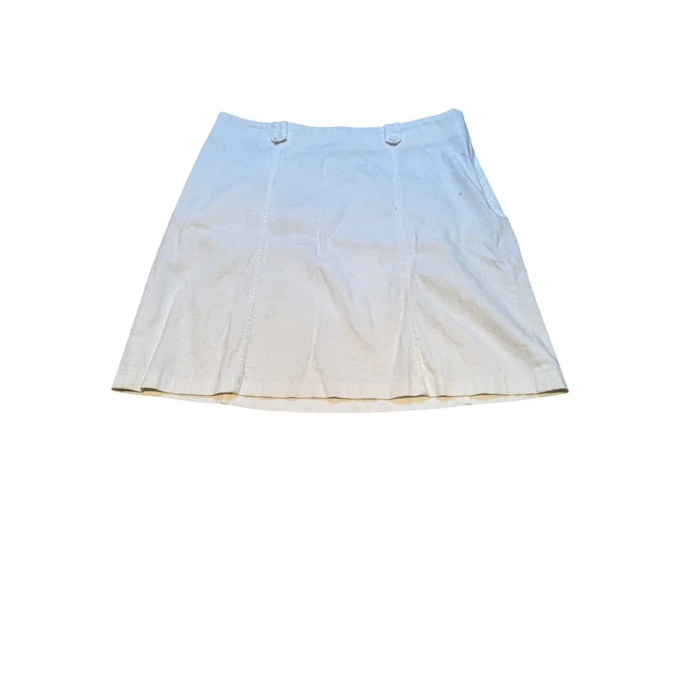 & Trousers White‎ Pique A-Line Mini Skirt Button Waist Detail Size 10